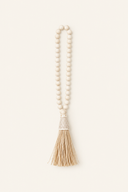 Large wooden beads, shells and raffia pendant lamp