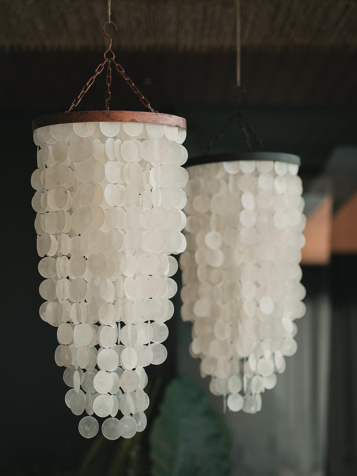 Large Capiz mother-of-pearl pendant chandelier