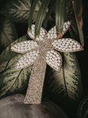 Boho chic palm tree in pearls and shells