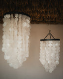 Large Capiz mother-of-pearl pendant chandelier