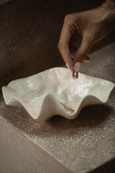 Holy water font in pearly resin