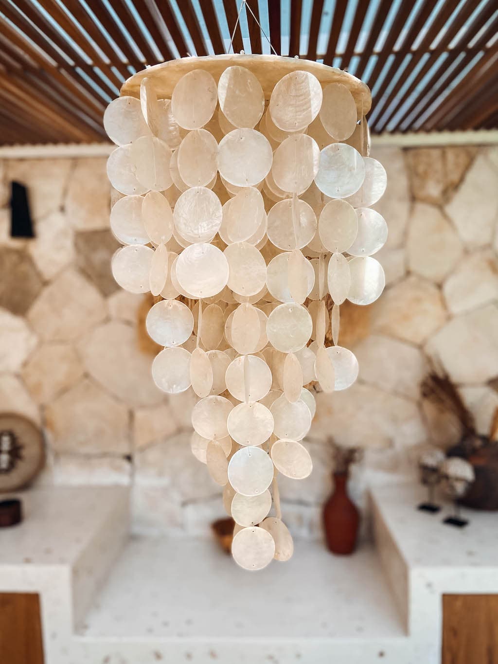 Boho chic mother-of-pearl suspension