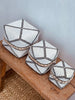 Bali offering box in white and black pearls Cowri