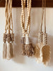 Large wooden beads, shells and raffia pendant lamp