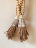 Large wooden beads, shells and raffia pendant lamp