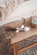 Grande suspension balinaise en coquillage et corde