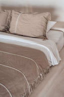 Housse de coussin en lin naturel à franges