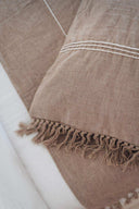 Plaid en lin naturel à franges