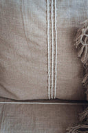 Housse de coussin en lin naturel à franges