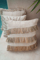 Housse de coussin Boho en coton et raphia