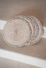 Round placemat in rattan and shells