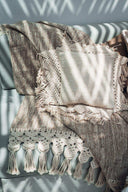 Housse de coussin Boho en coton et macramé