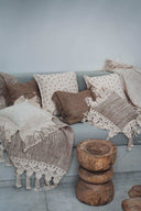 Housse de coussin Boho en coton et macramé