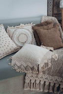 Housse de coussin Boho en coton et macramé