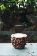 Bougie balinaise en bois sculpté
