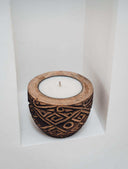 Bougie balinaise en bois sculpté