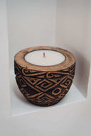 Bougie balinaise en bois sculpté