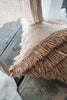Bohemian cushion cover in cotton raffia and shells