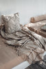 Natural linen throw with fringes