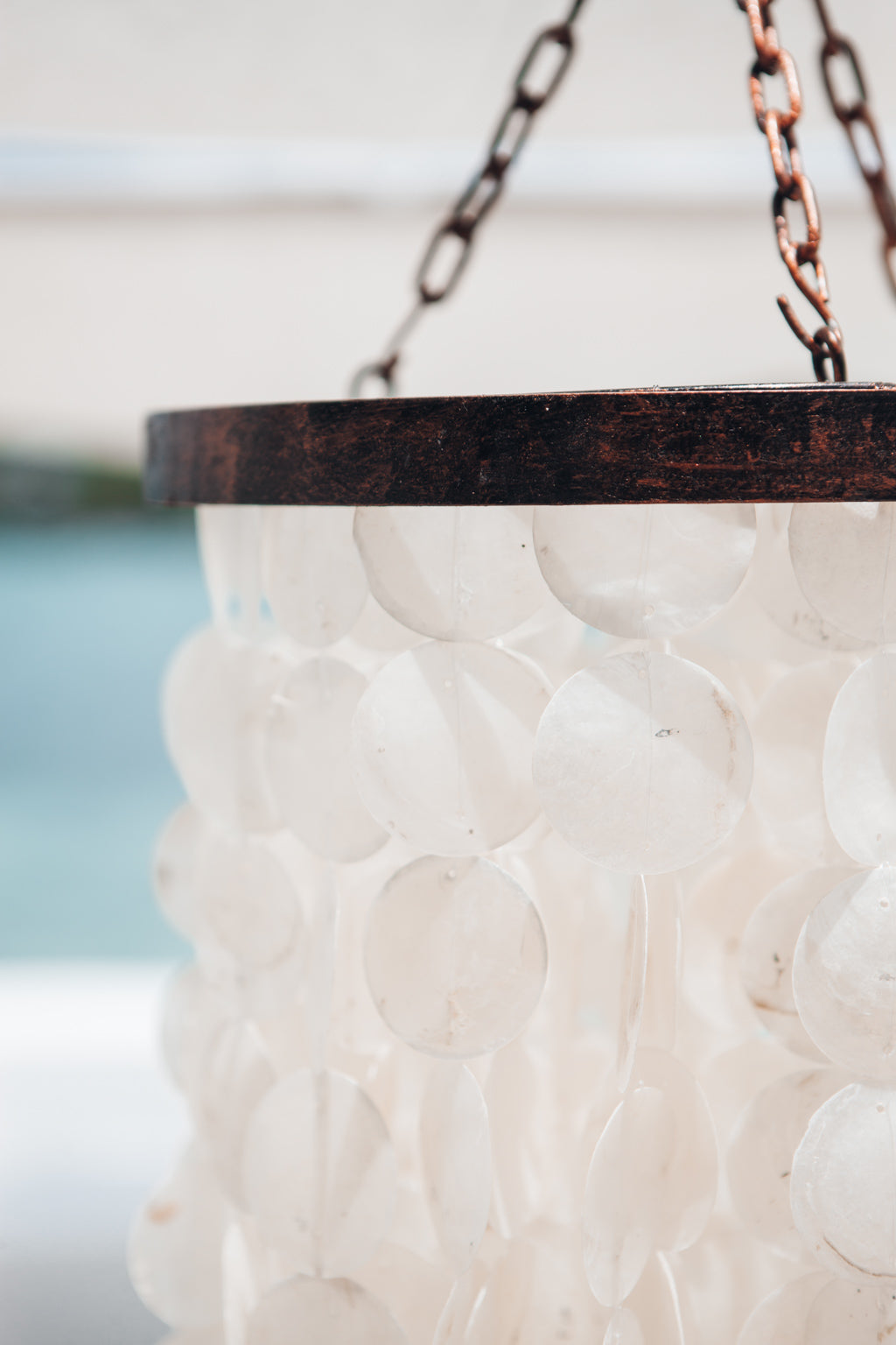 Large Capiz mother-of-pearl pendant chandelier
